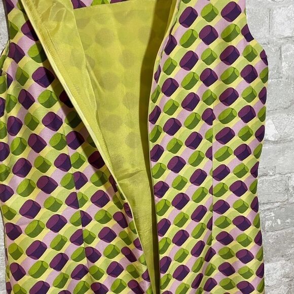 Moda Seta Geo Print Dress Sleeveless Green Purple Size 6 - Picture 7 of 9